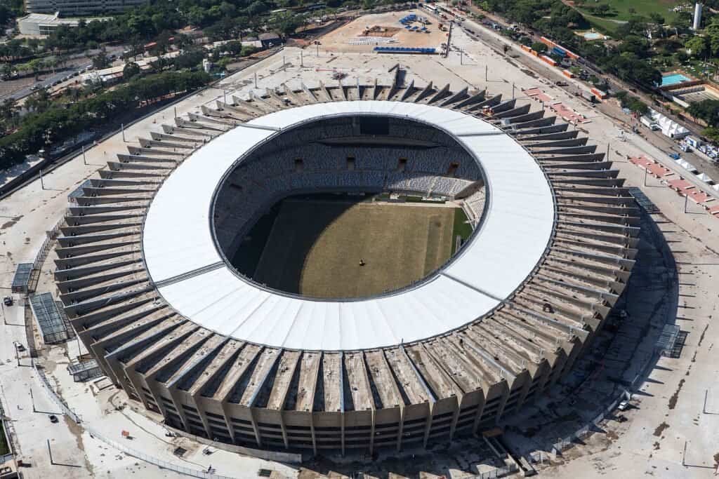 Vista aérea do estádio Mineirão, em Belo Horizonte, palco de partidas do Campeonato Brasileiro