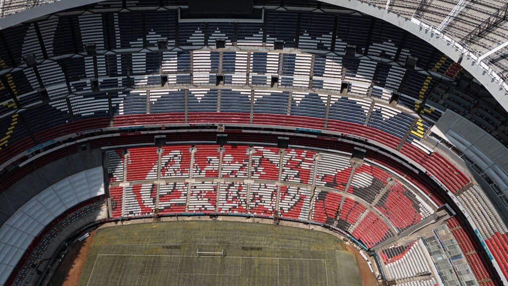 Vista aérea do Estádio Azteca, no México, palco da Mão de Deus em 1986 (Foto: ProtoplasmaKid, CC BY-SA 4.0 / Wikimedia Commons)