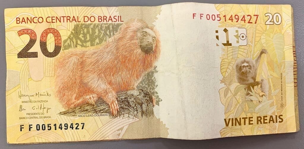 Cédula de 20 reais (foto: Oleg Yunakov, CC BY-SA 4.0, via Wikimedia Commons)